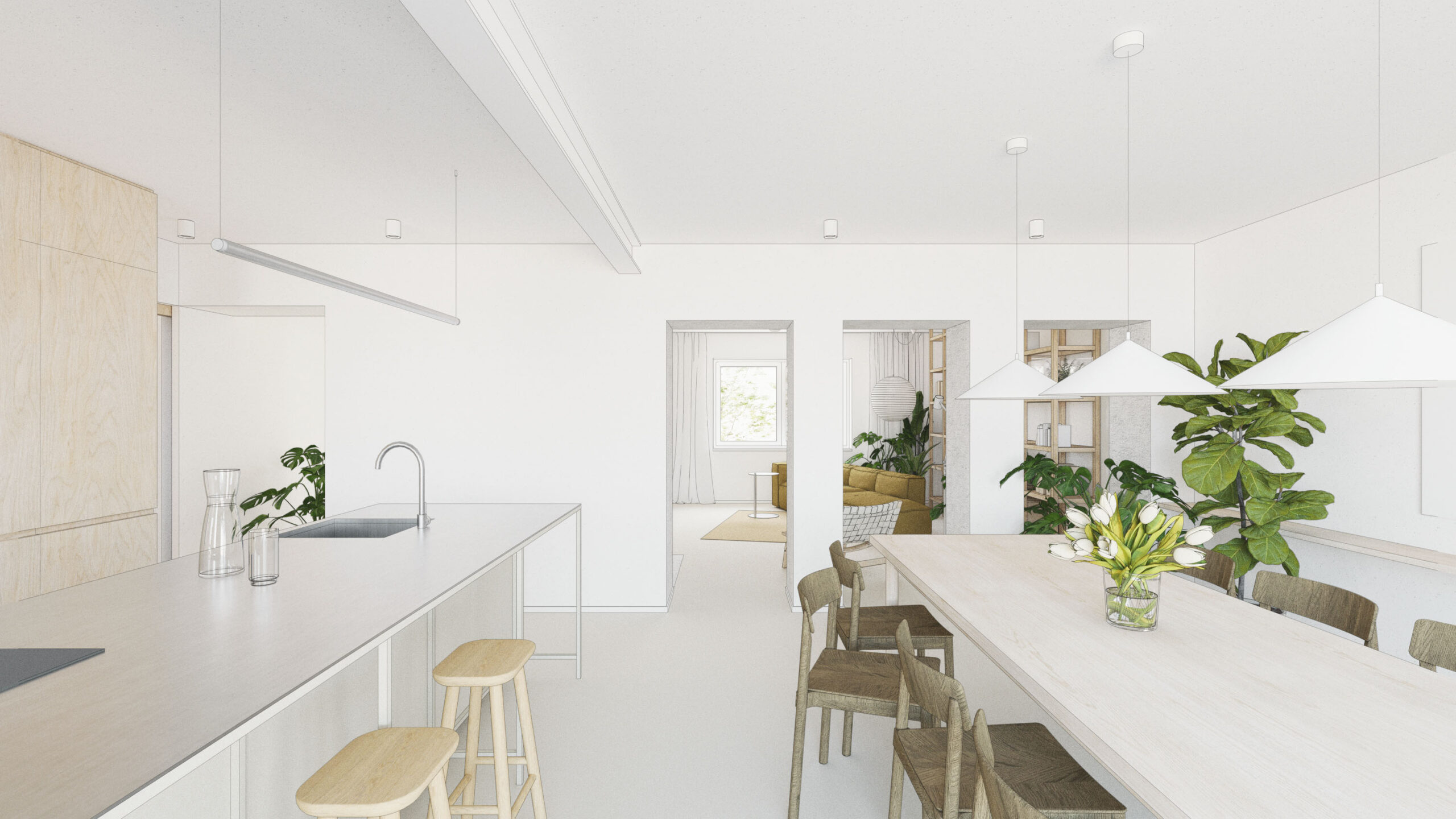 průhled do obýváku